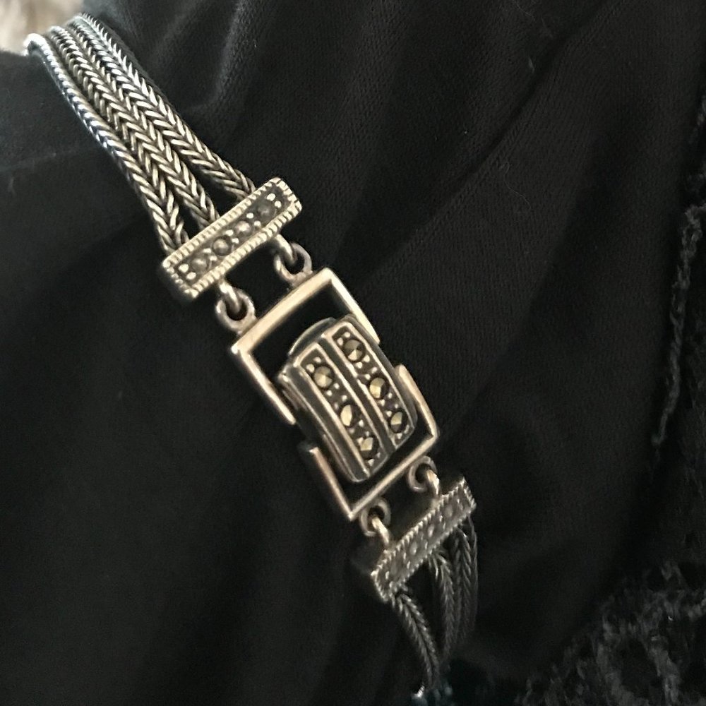 Vintage Sterling & Marcasite Bracelet and Ring Set - Picture 7 of 9